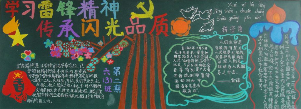 学习雷锋精神传承闪光品质黑板报