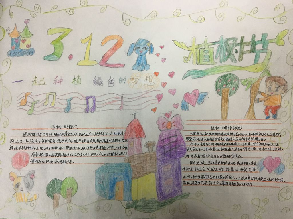 爱护树木守护家园手抄报