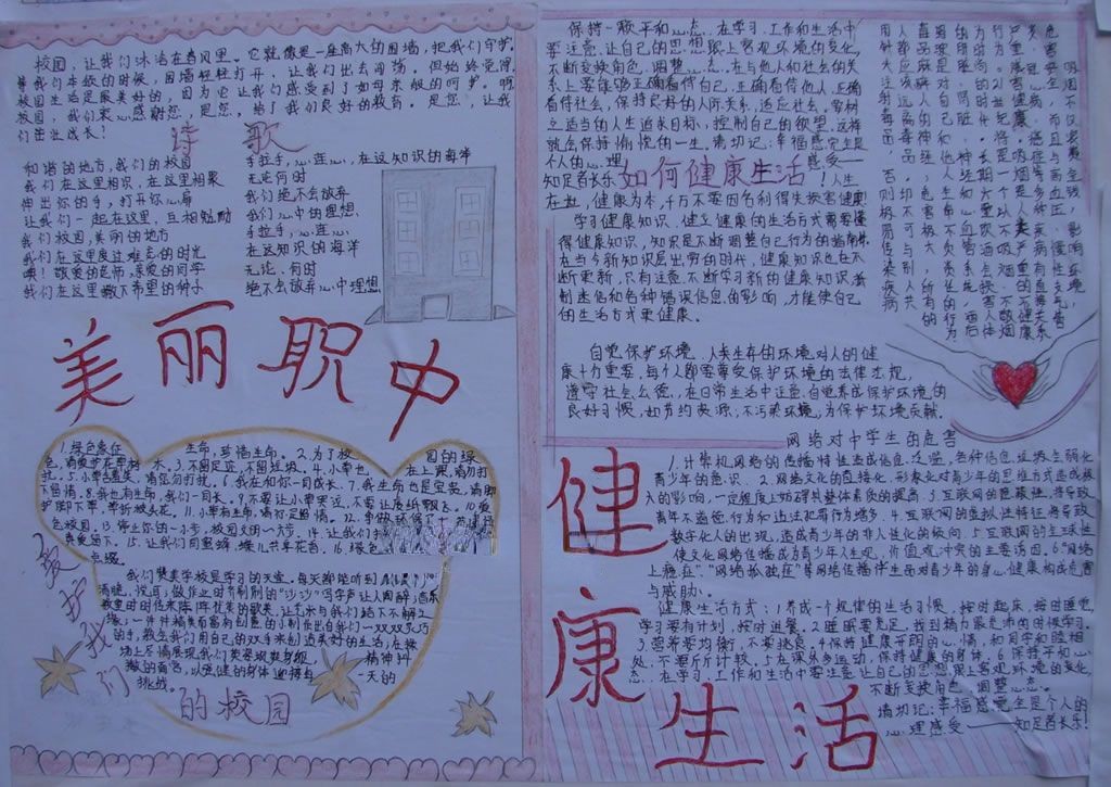 美丽职中健康生活手抄报
