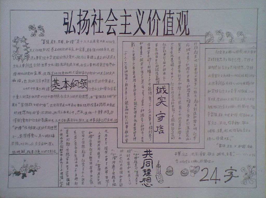 弘扬社会主义核心价值观手抄报