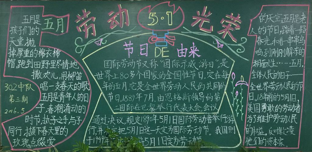 五月劳动人民的节日黑板报