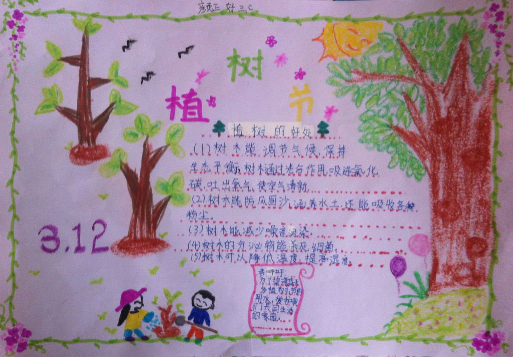 三年级植树节手抄报（金色童年报）