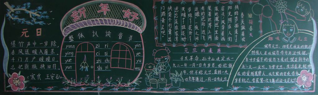 迎接2022元旦黑板报