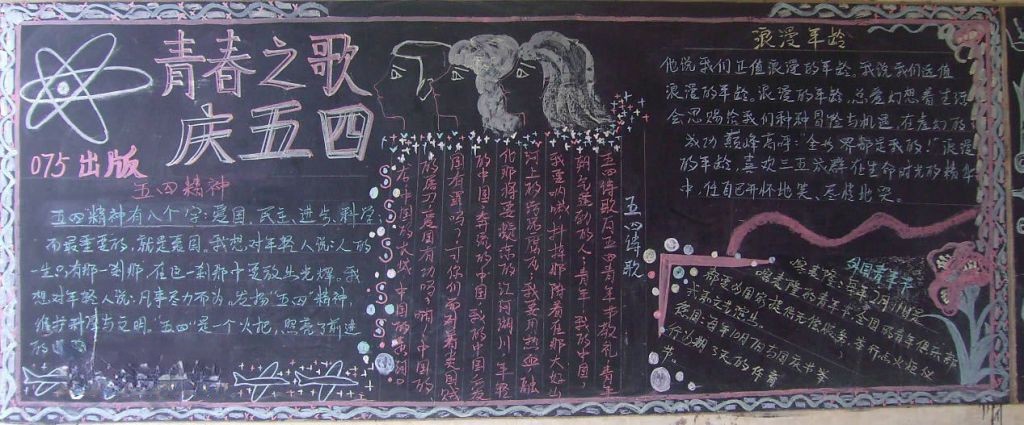青春之歌庆五四黑板报