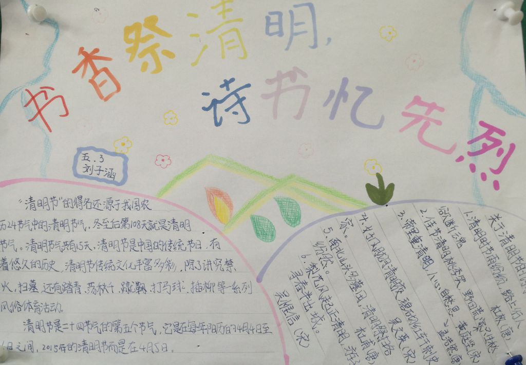 书香祭清明诗书忆先烈手抄报