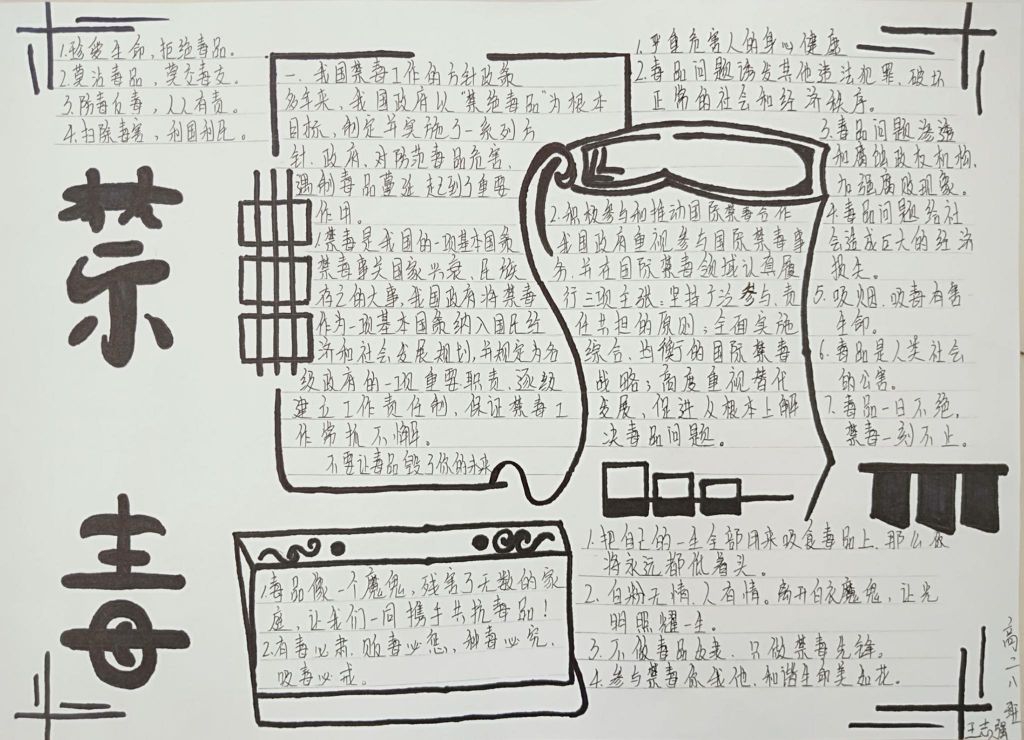 高中禁毒教育手抄报，参与禁毒斗争构建和谐社会