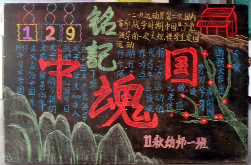 铭记中国魂黑板报