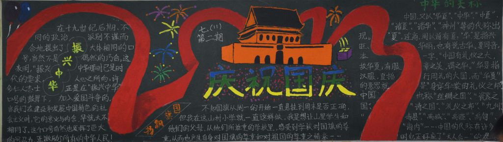 热烈庆祝2022国庆节黑板报