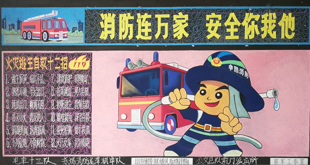 企业消防黑板报：消防连万家安全你我他