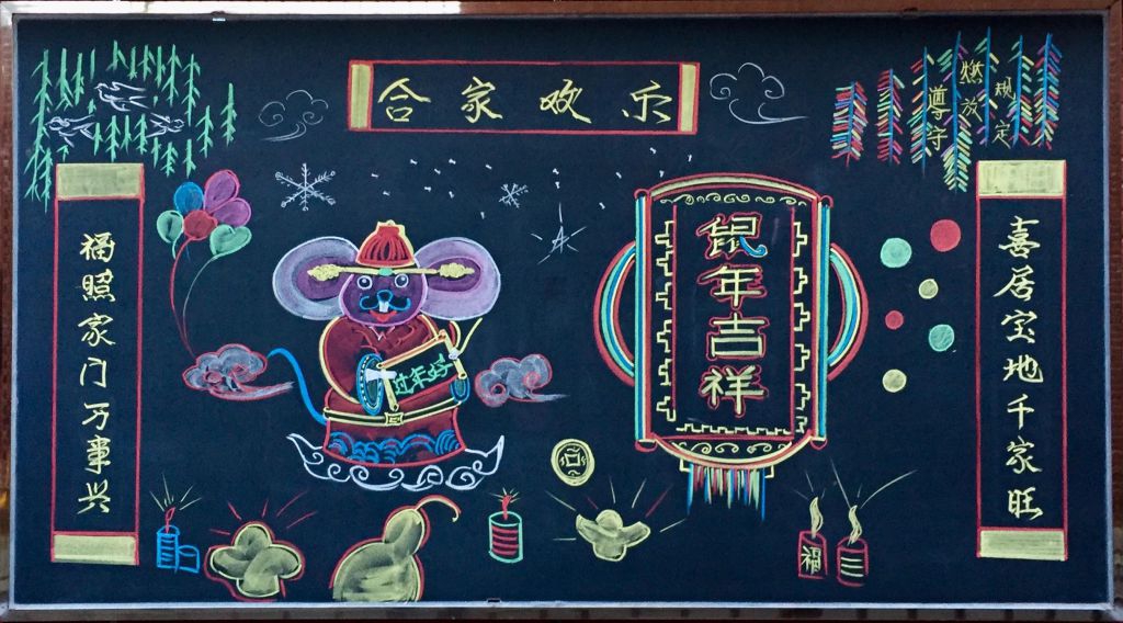 鼠年黑板报简单又漂亮，值得学习
