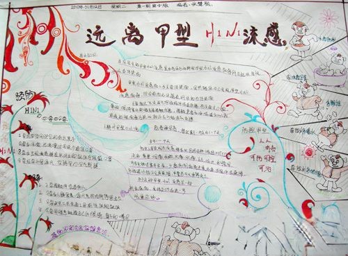 远离甲型H1NI流感手抄报图片