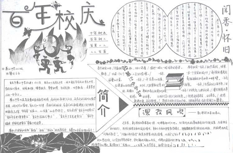中学100年校庆手抄报