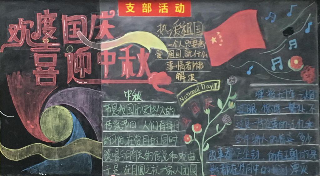 国庆中秋双节同庆黑板报图片大全