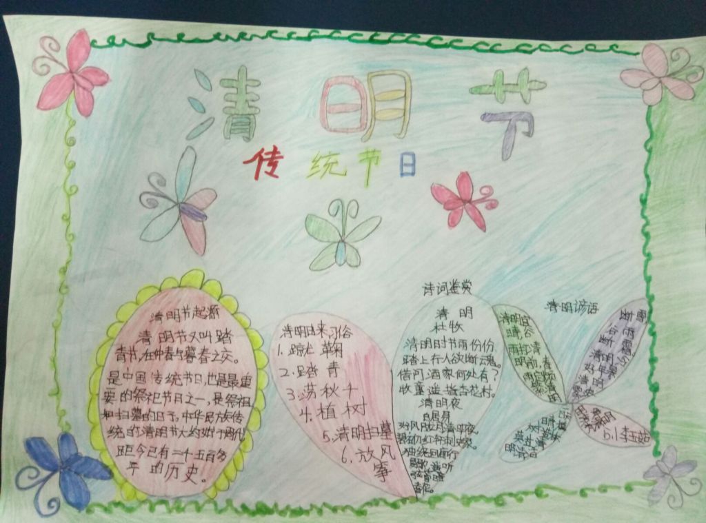 简单清明节手抄报图画