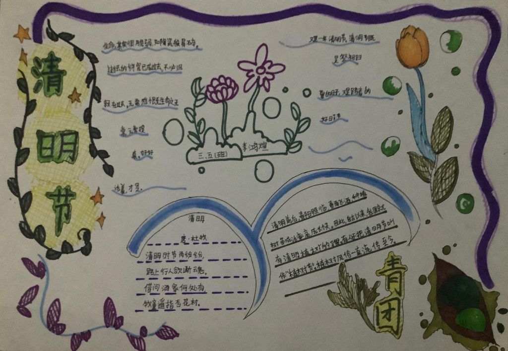 网上祭英烈手抄报，清明朵朵鲜花祭英烈