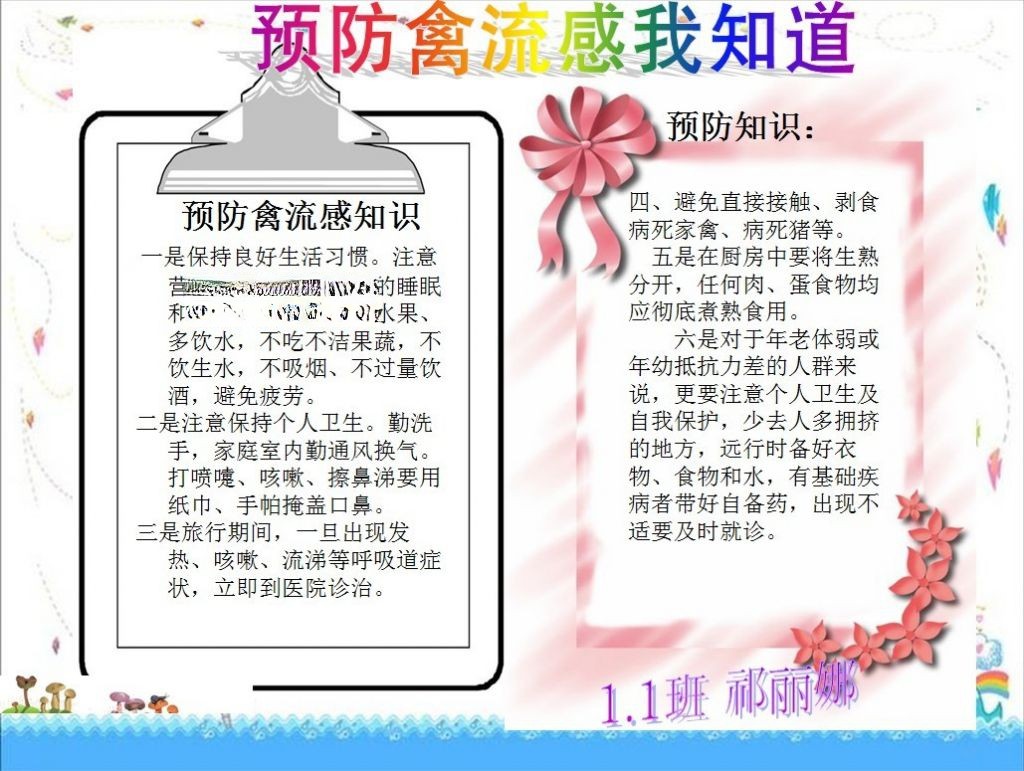 禽流感word电子小报下载 禽流感word电子小报下载