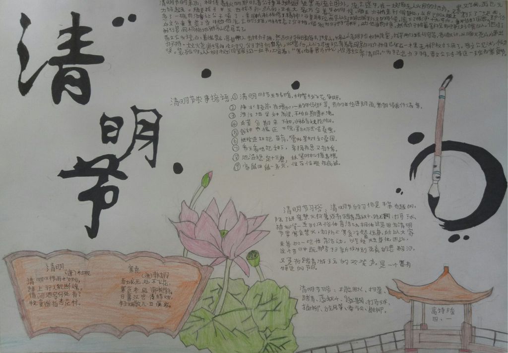 清明节缅怀先烈扫墓手抄报