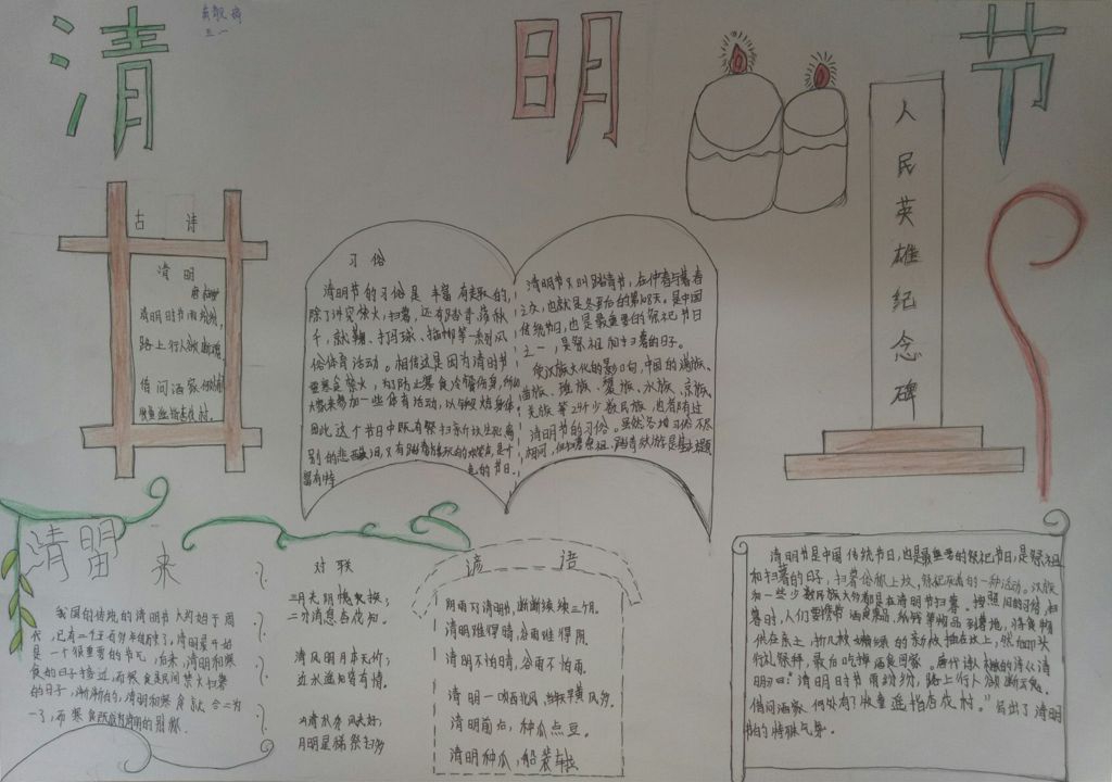 清明节缅怀先烈扫墓手抄报