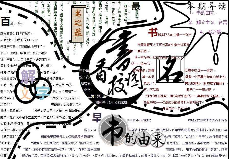 书香校园，博雅少年手抄报