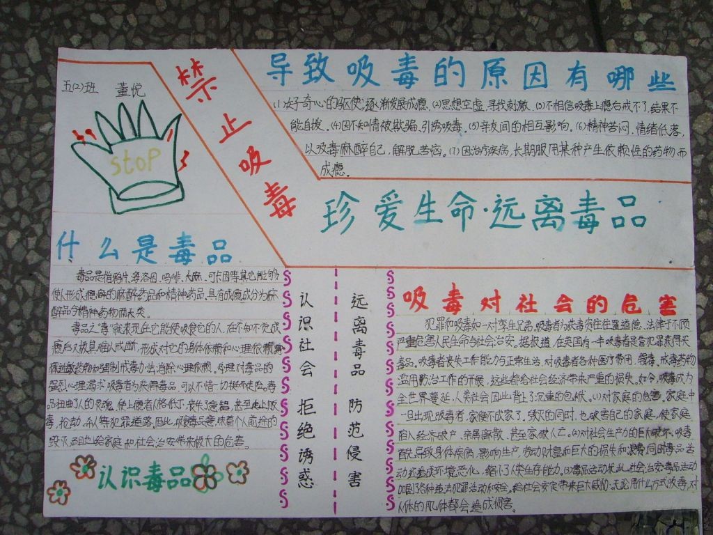 禁止吸毒-珍爱生命 远离毒品手抄报设计图