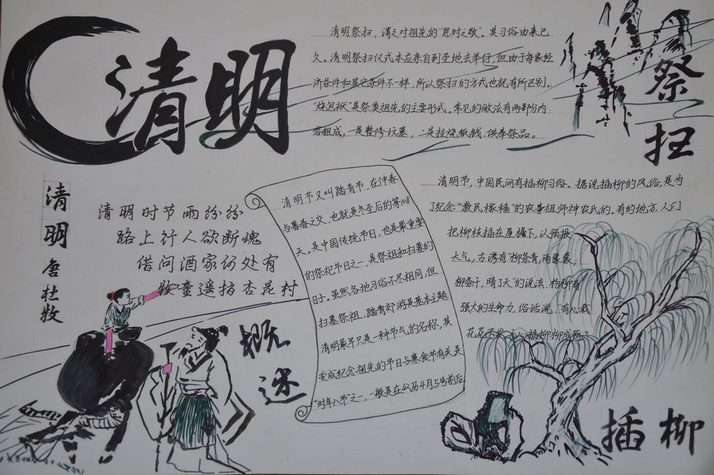 清明节踏青祭扫手抄报