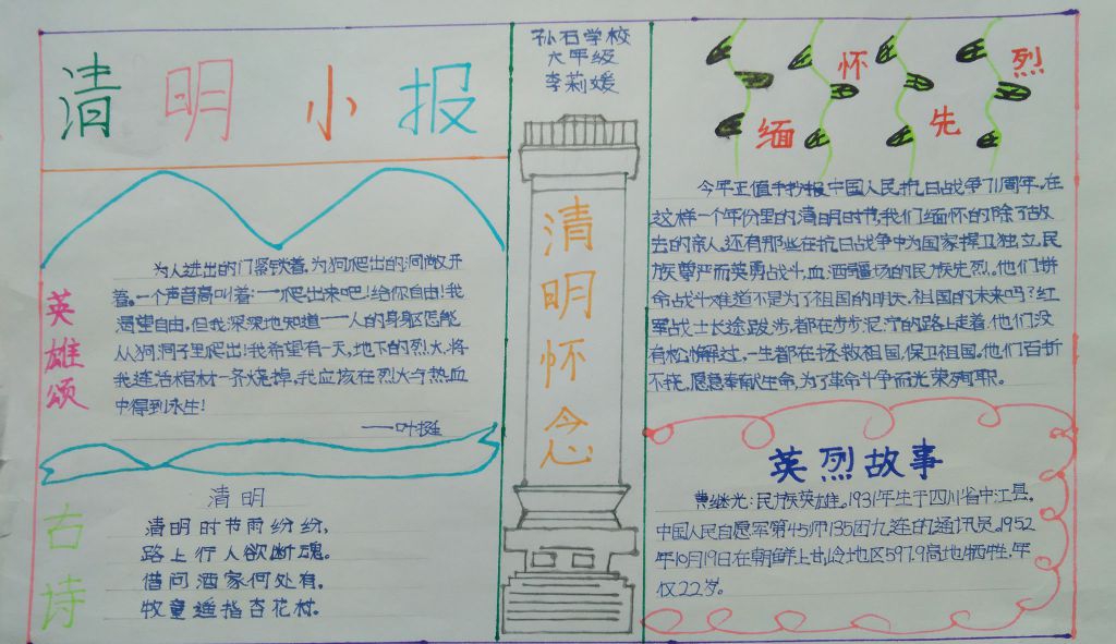 2022清明节手抄报图片简单又漂亮
