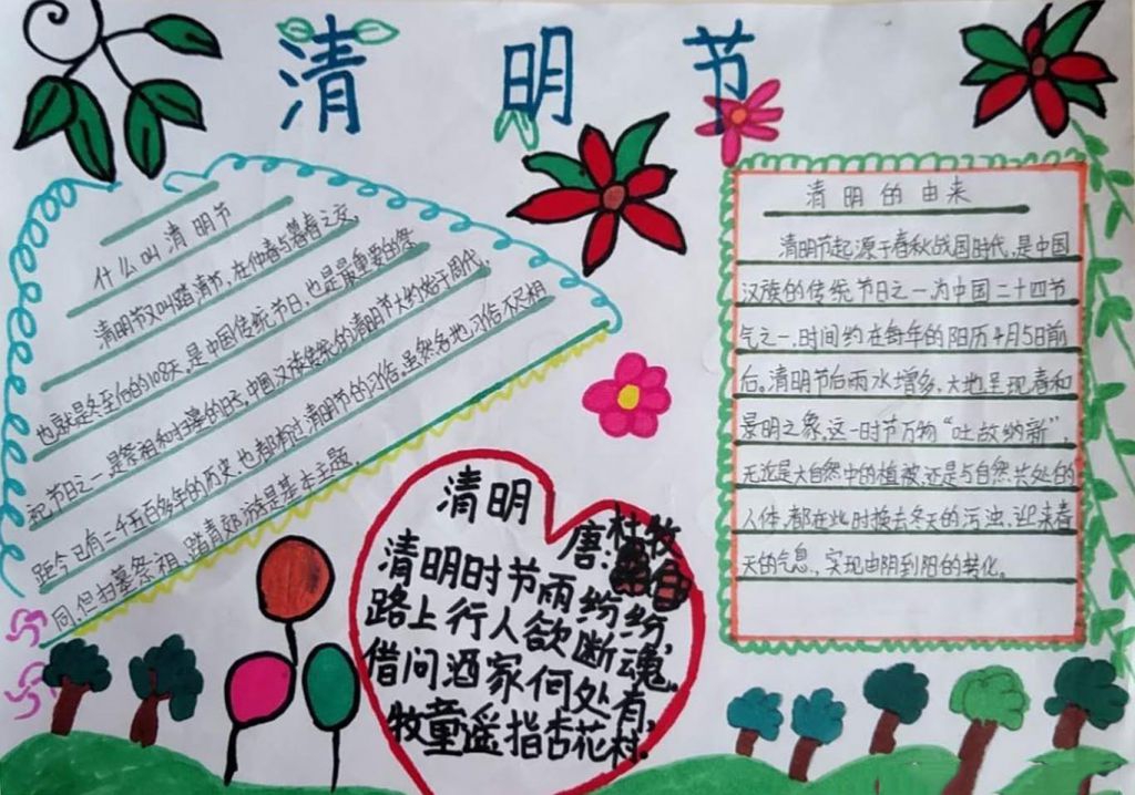 网上祭英烈手抄报，清明朵朵鲜花祭英烈