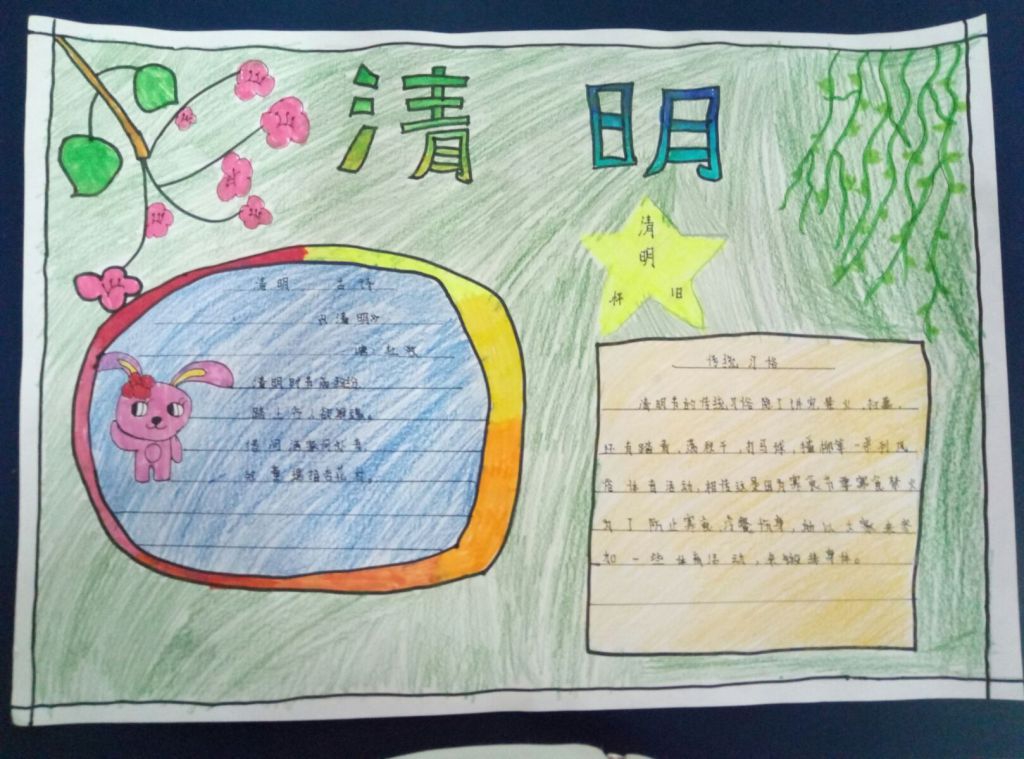 简单清明节手抄报图画