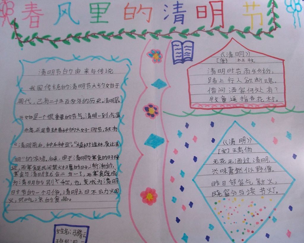 春风里的清明节手抄报
