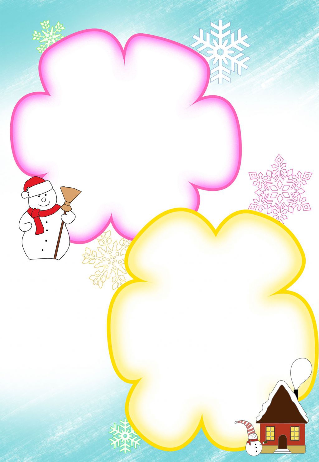 快乐冬日堆雪人手抄报模板下载