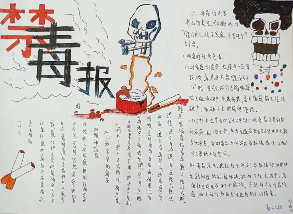高中禁毒教育手抄报，参与禁毒斗争构建和谐社会