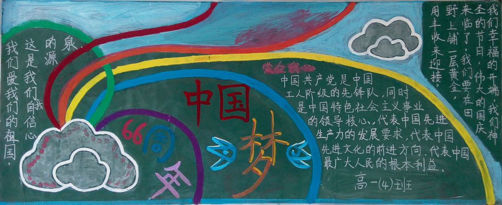 圆梦国庆歌颂祖国河山黑板报