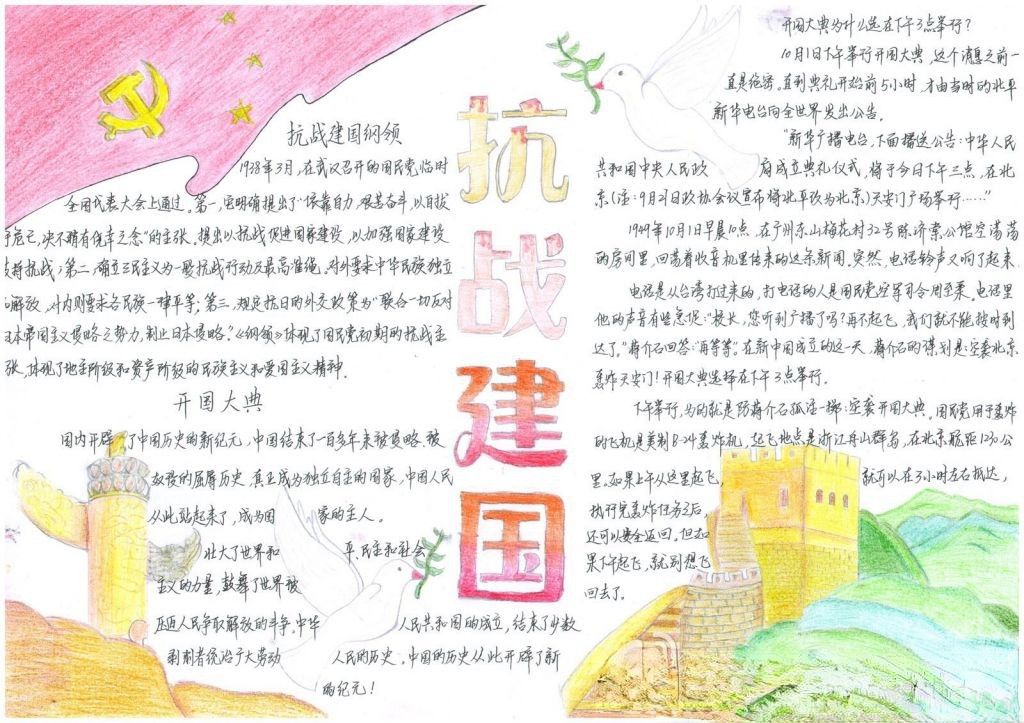 抗战建国手抄报版面图