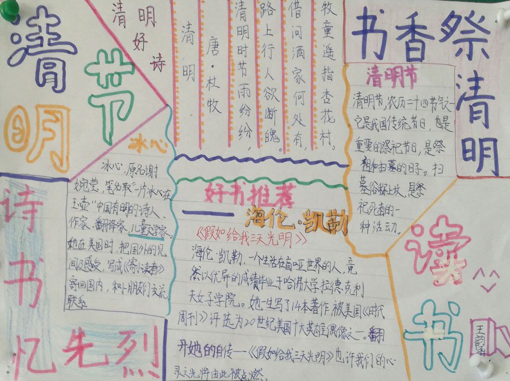 书香祭清明诗书忆先烈手抄报