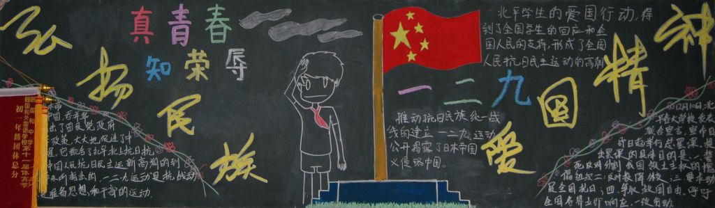 2022年纪念129黑板报图片:真青春知荣辱 2022年纪念129黑板报图片:真青春知荣辱