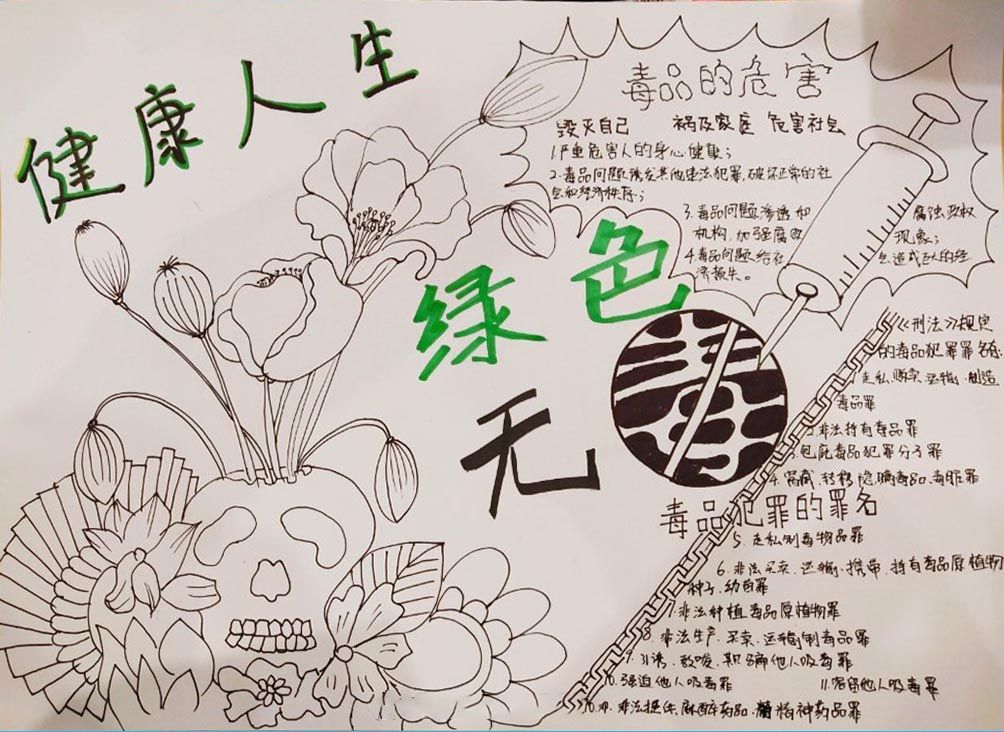 健康人生绿色无毒手抄报