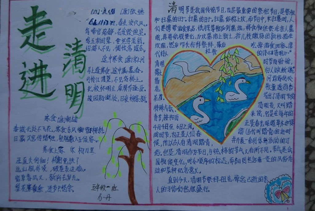 漂亮的清明节获奖手抄报