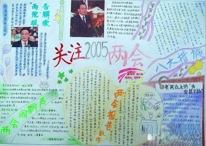 关注两会手抄报作品