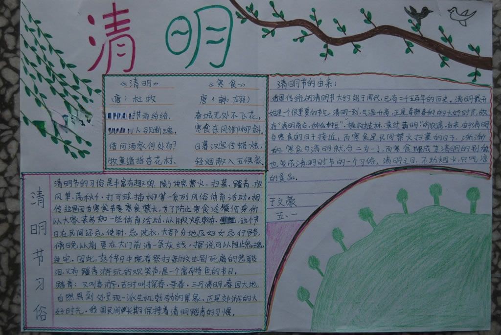 漂亮的清明节获奖手抄报