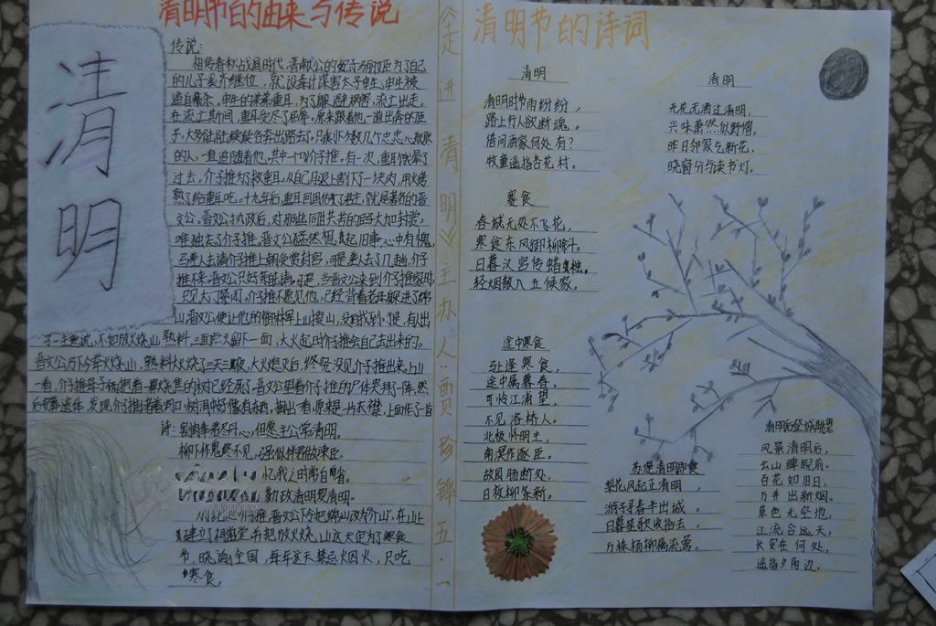 漂亮的清明节获奖手抄报