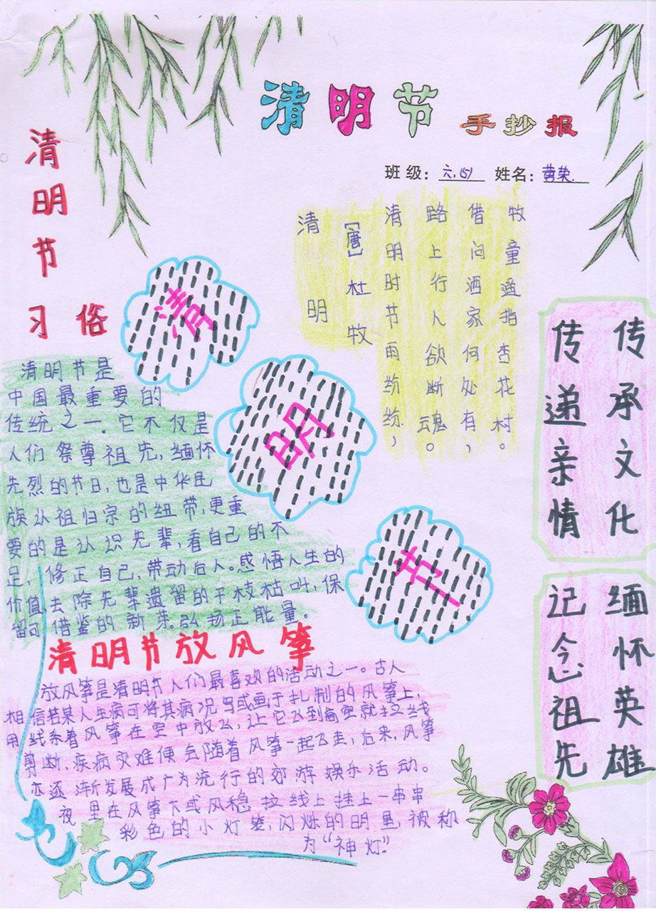 清明节学生手抄报图片展
