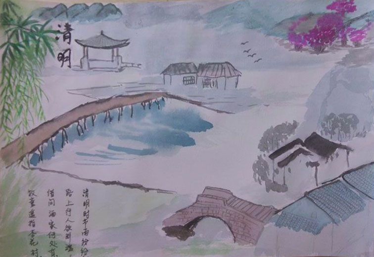 在诗词中约会清明手抄报