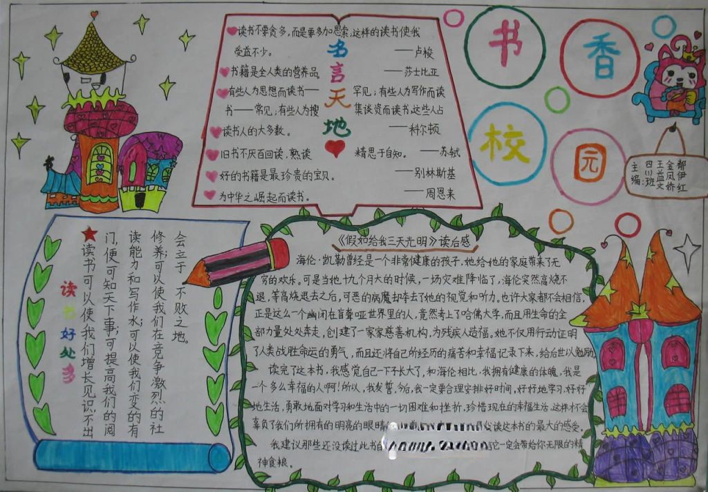 书香校园手抄报版面设计图