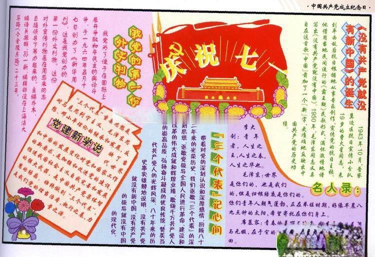 庆祝七一建党节手抄报