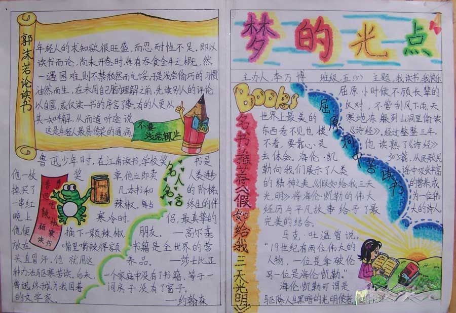 我读书我快乐主题手抄报作品-梦的光点