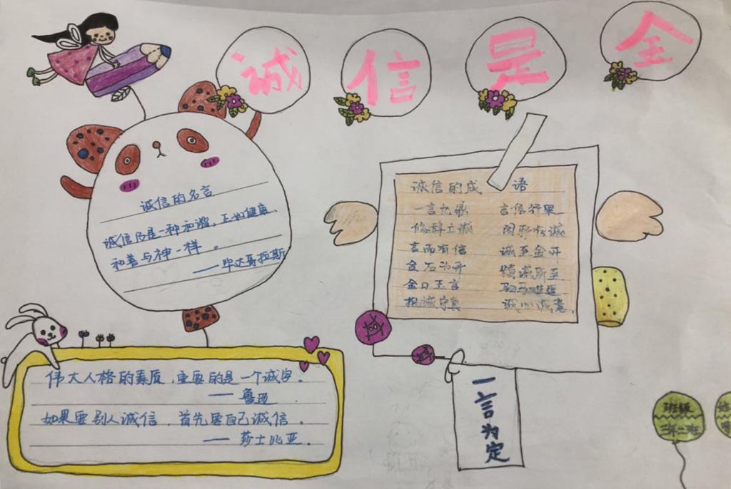 诚信主题手抄报，诚信伴我一生
