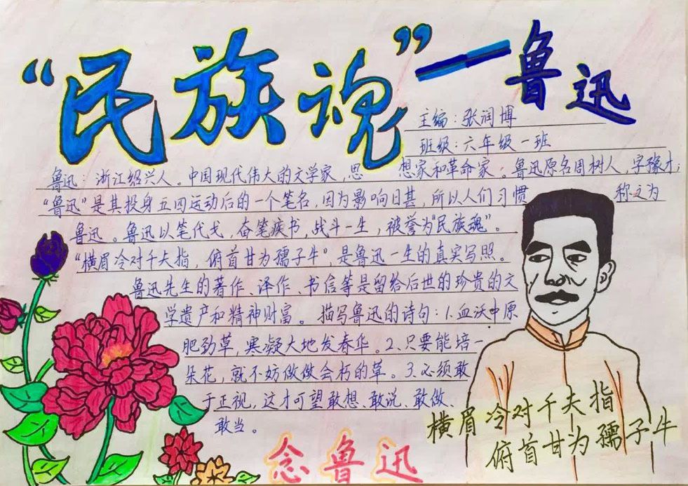 民族魂鲁迅手抄报图片