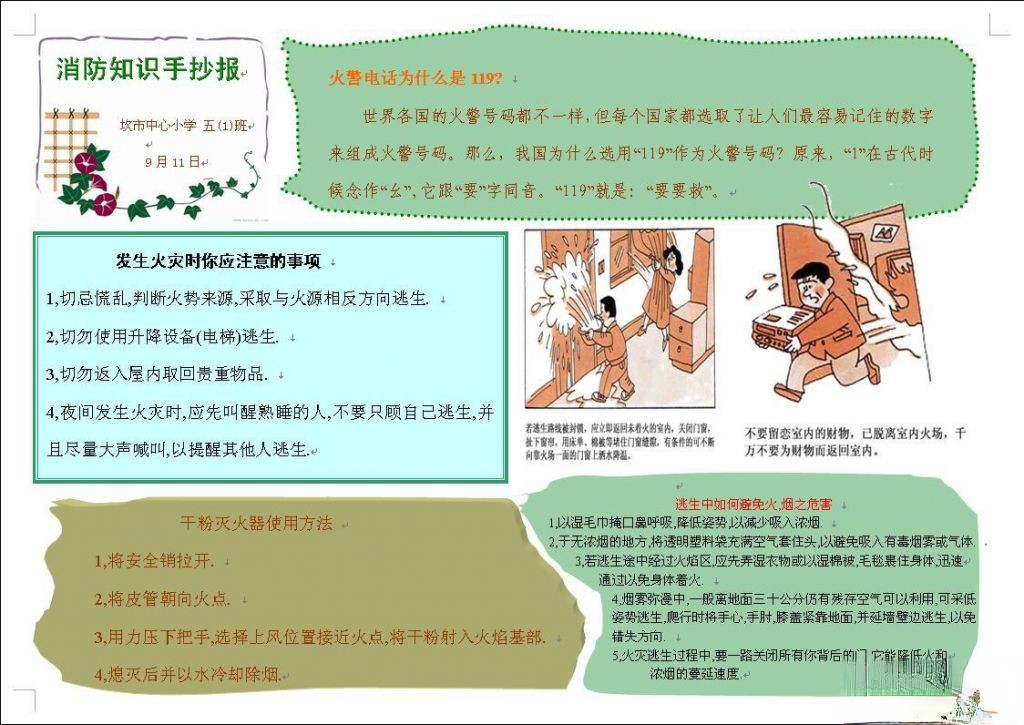 消防知识手抄报图片及WORD源文件下载
