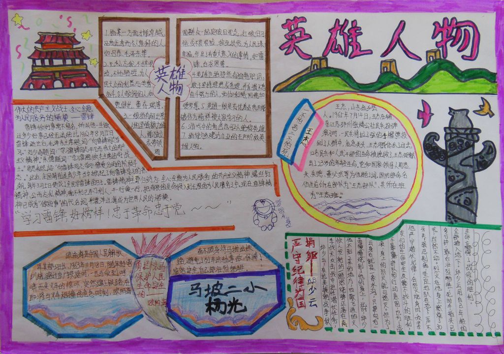 小学生英雄人物手抄报 小学生英雄人物手抄报