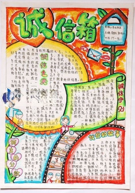 诚信箱手抄报图片